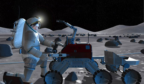 Технический осмотр лунохода на лунной базе — обычное дело (иллюстрация NASA).